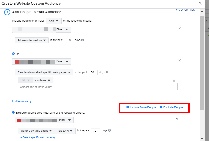 Creating Facebook Custom Audiences Image Image of Creating Custom Audience website combination 1
