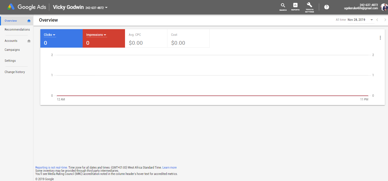 Image of Google Adwords Dashboard