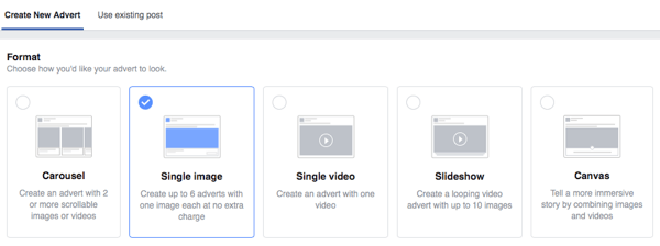 Image of Set up Facebook Ad format